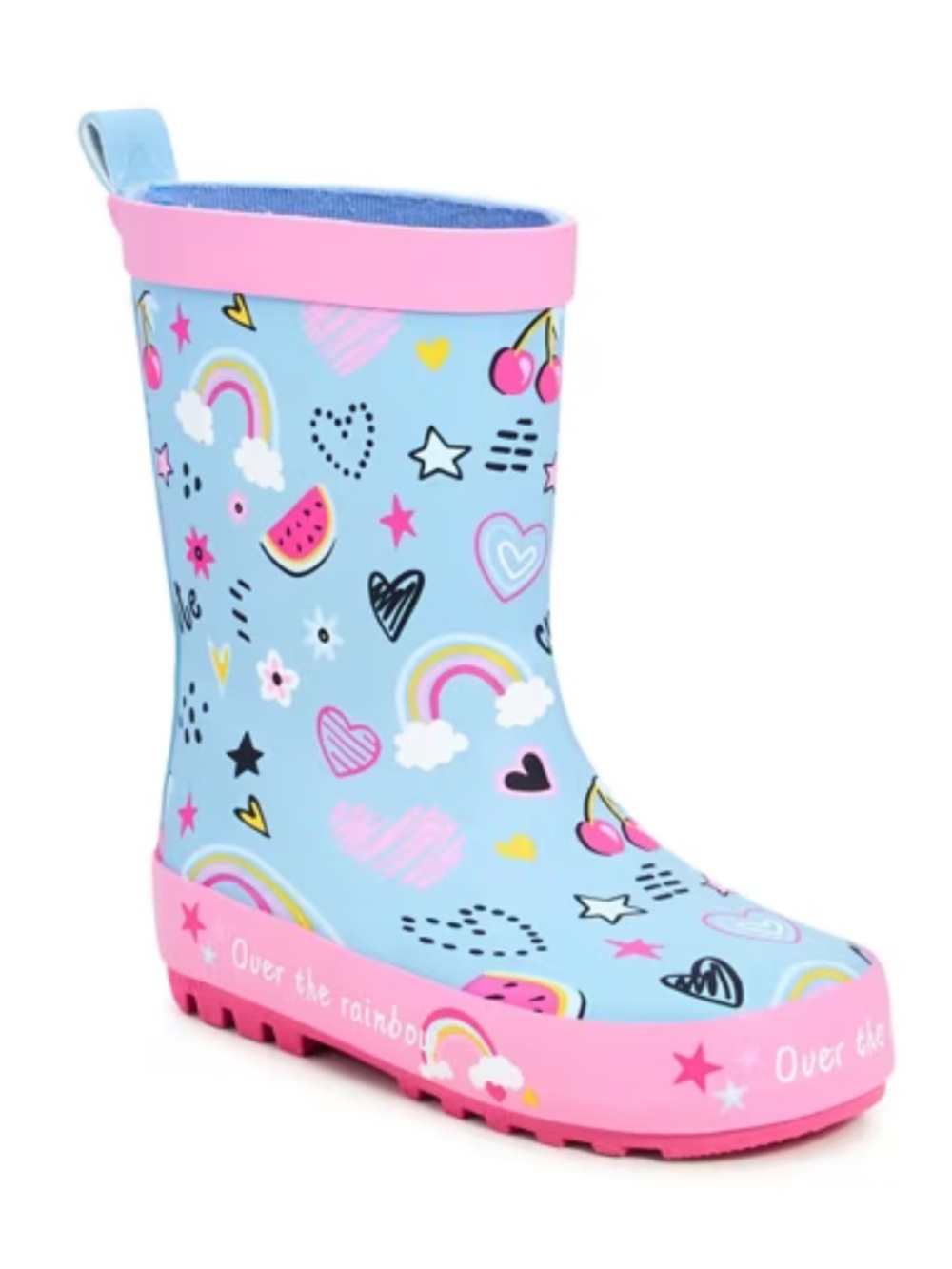 Element Kids Blue & Pink Rain Boots with Rainbow and Cherry Print